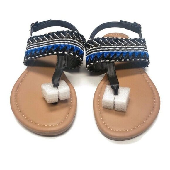 Tiara Los Angeles Roxy Beach Native American Beaded Sandals Womens Size 6 Black - Picture 5 of 6